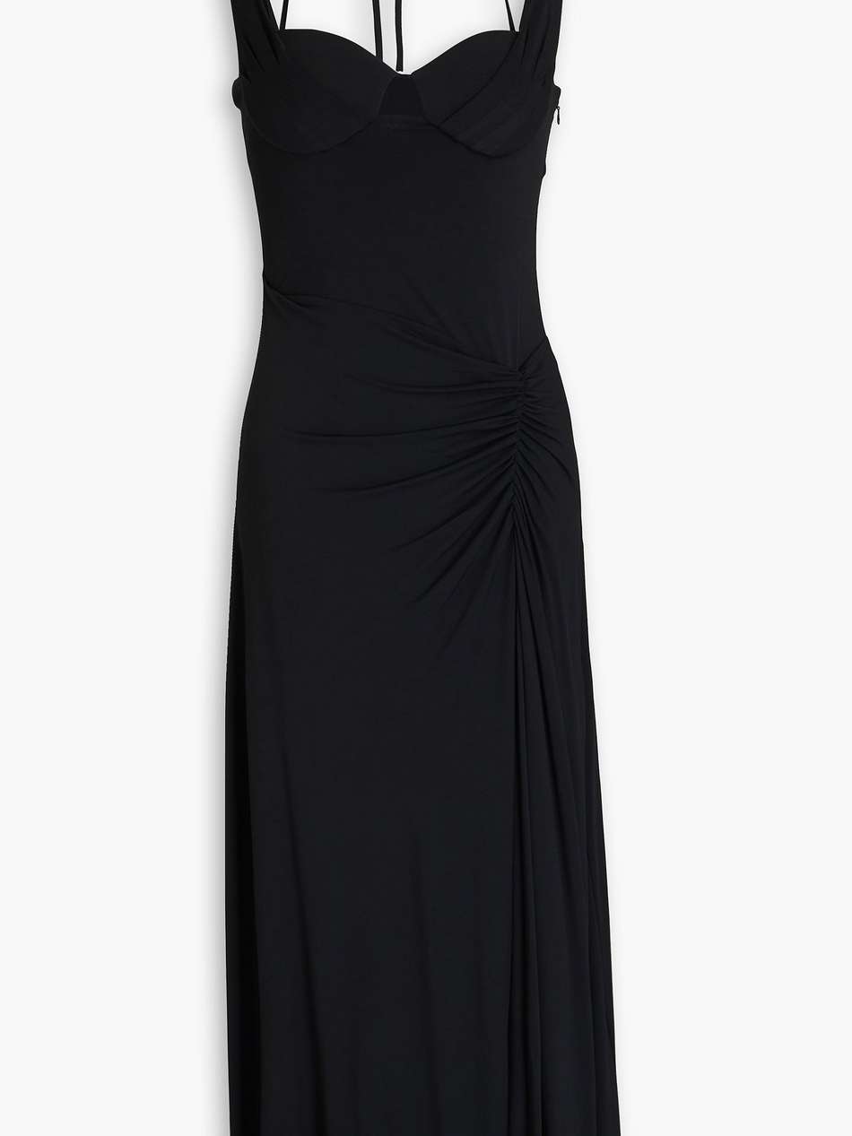 noami draped jersey halterneck midi dress