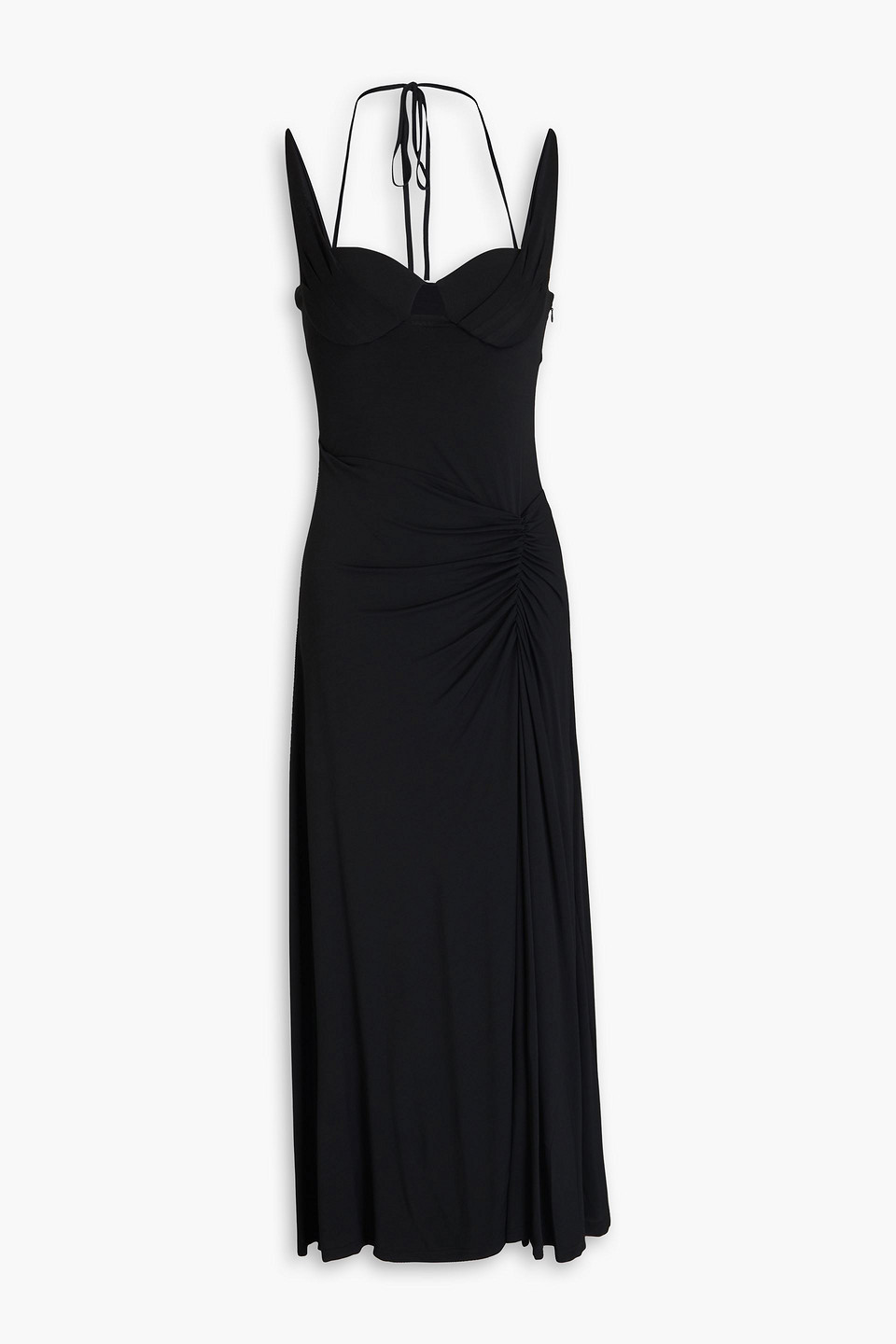 Simkhai Noami Draped Jersey Halterneck Midi Dress In Black