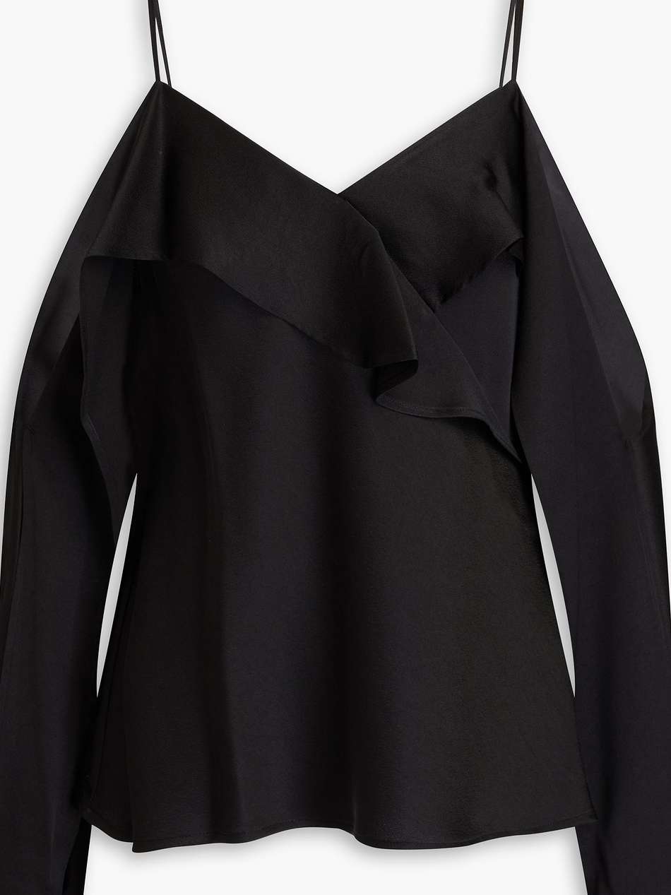 diane cold-shoulder cutout satin-crepe top