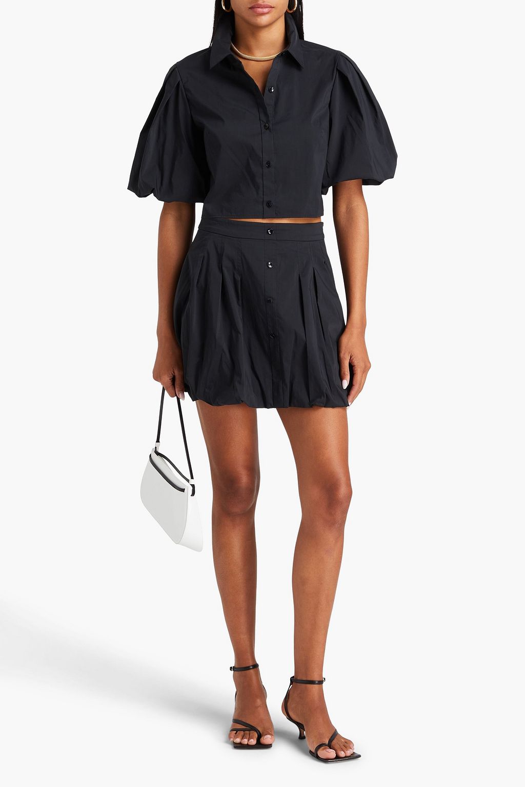 SIMKHAI Antonia cropped cotton-blend poplin shirt