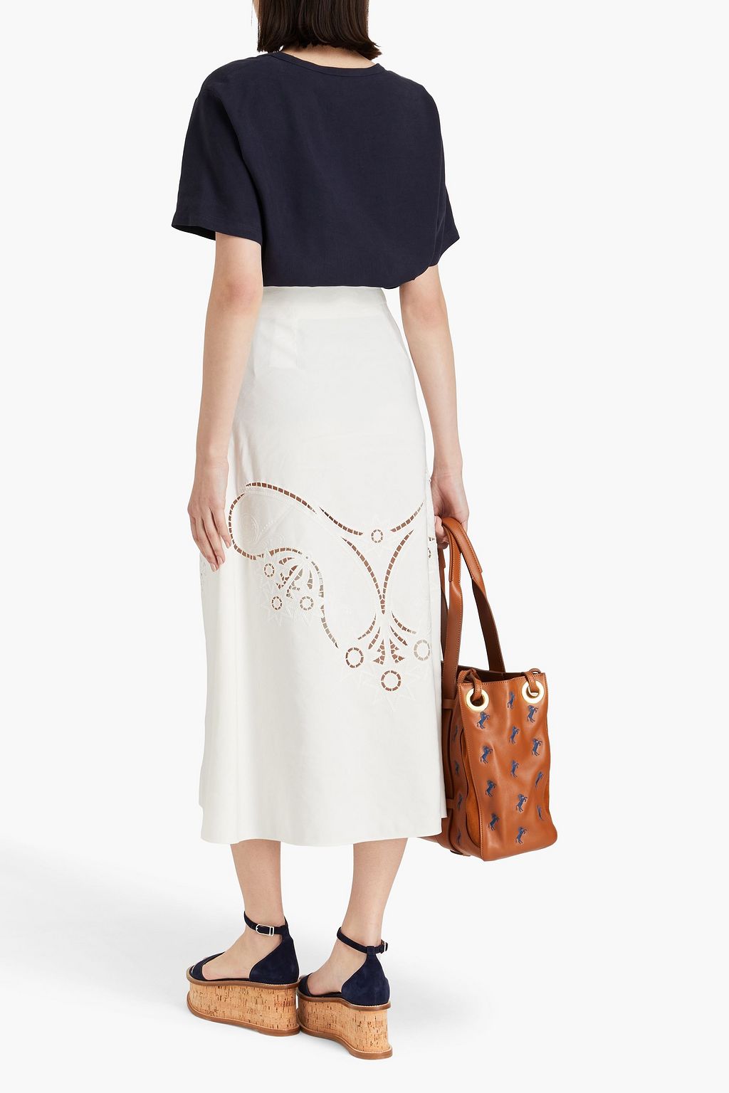 CHLOÉ Linen and silk-blend twill blouse