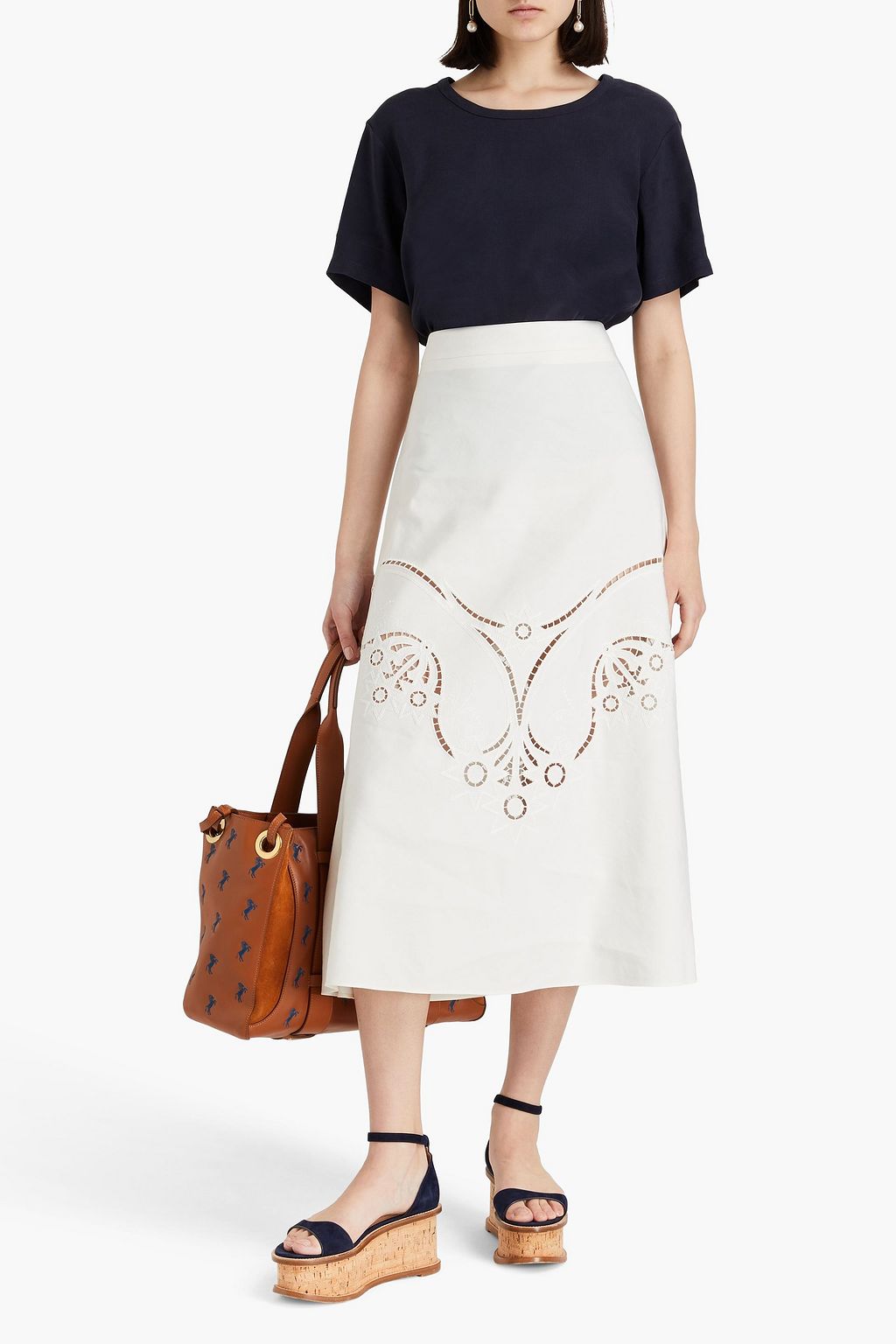 CHLOÉ Linen and silk-blend twill blouse