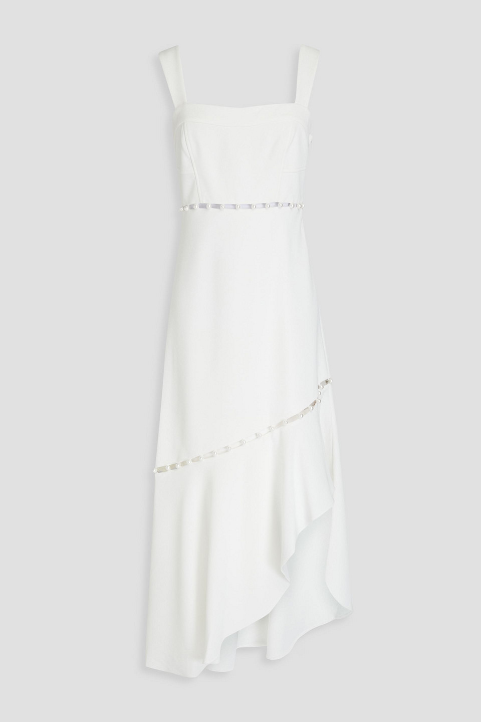 simkhai - houston asymmetric cutout embellished crepe midi dress - white - us 2