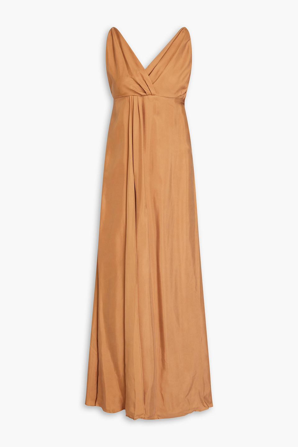 Simkhai Rinna Pleated Cupro-blend Twill Maxi Dress In Camel