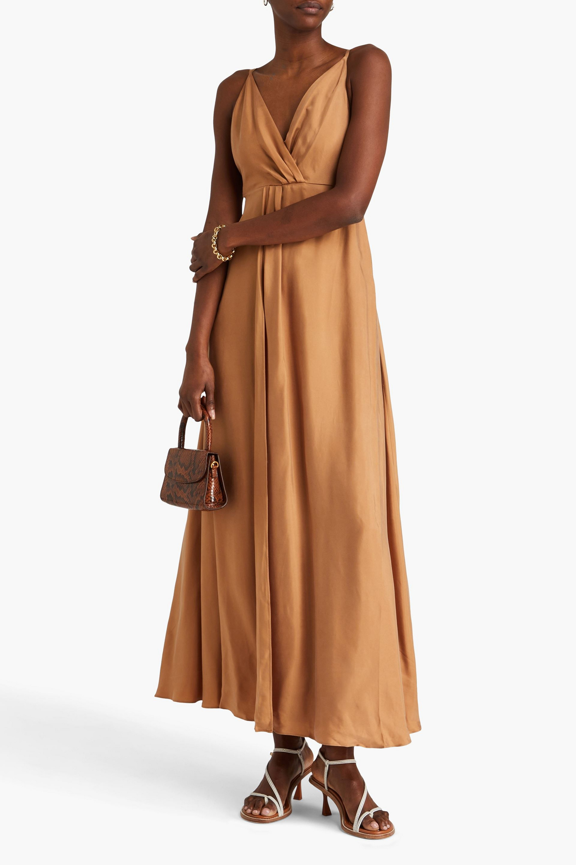 SIMKHAI Rinna pleated cupro-blend twill maxi dress