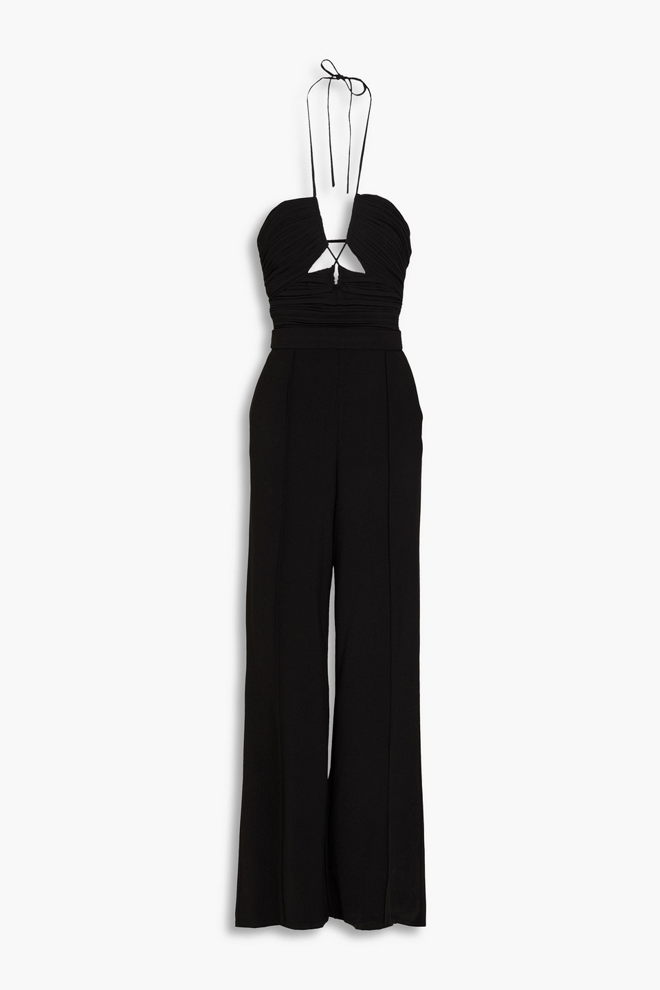 Shop Simkhai Gala Cutout Pleated Crepe Halterneck Wide-leg Jumpsuit In Black