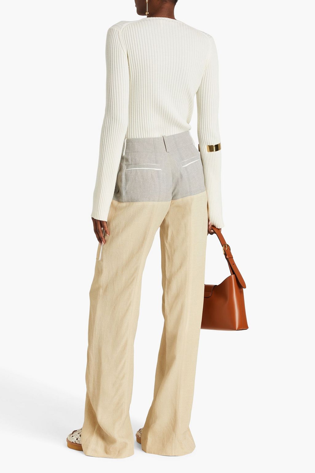 CHLOÉ Zweifarbige Hose mit weitem Bein aus Webstoff mit Print