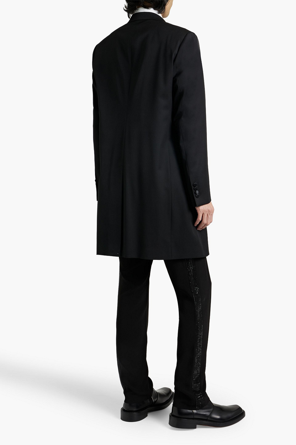 Shop Dolce & Gabbana Double-breasted Wool-twill Coat In Black