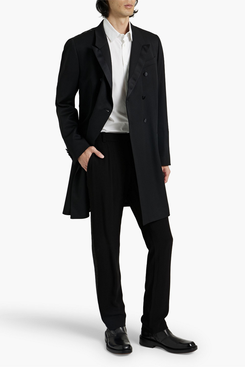 Shop Dolce & Gabbana Double-breasted Wool-twill Coat In Black