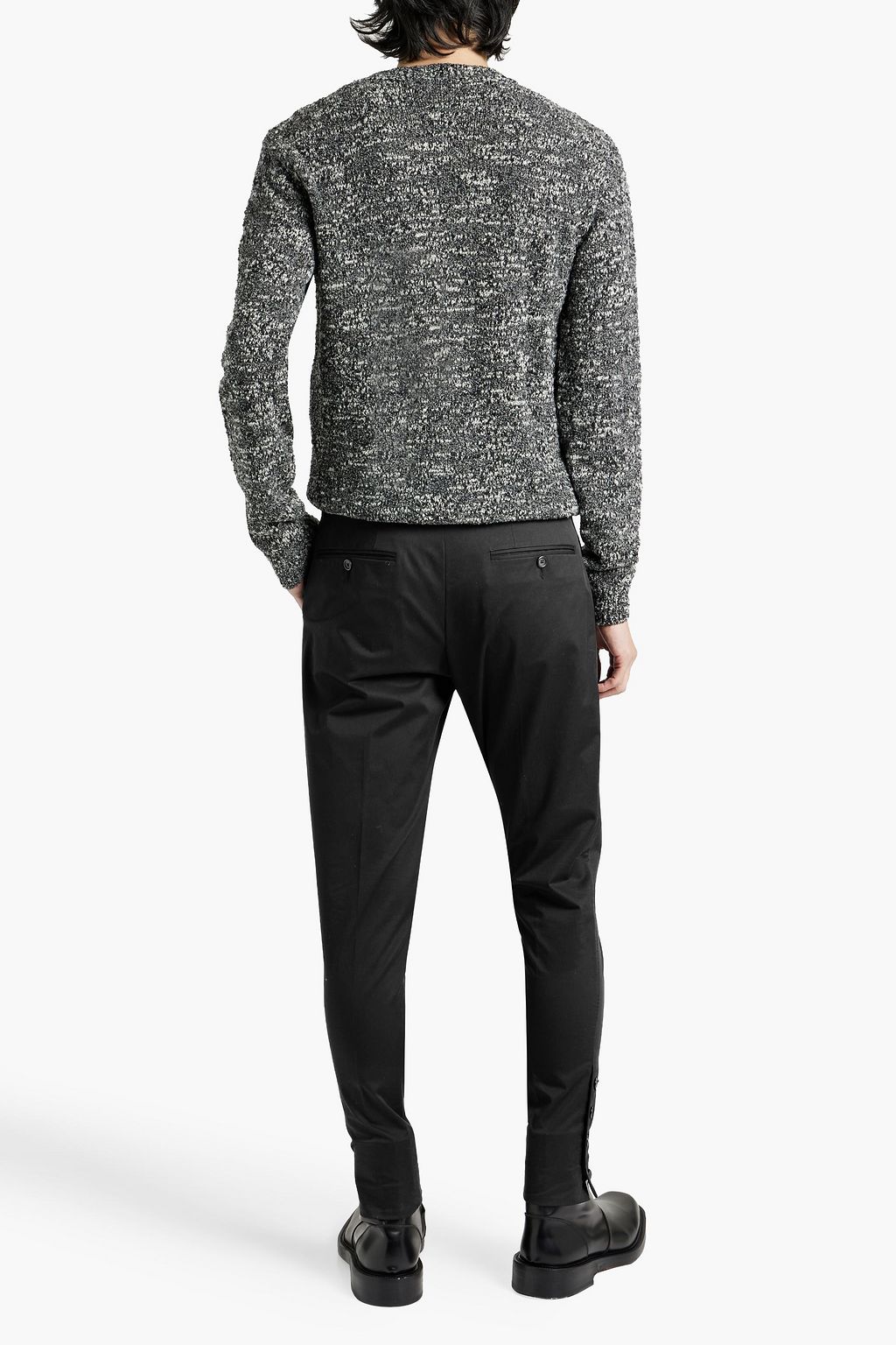 DOLCE&GABBANA Appliquéd bouclé-knit wool-blend sweater