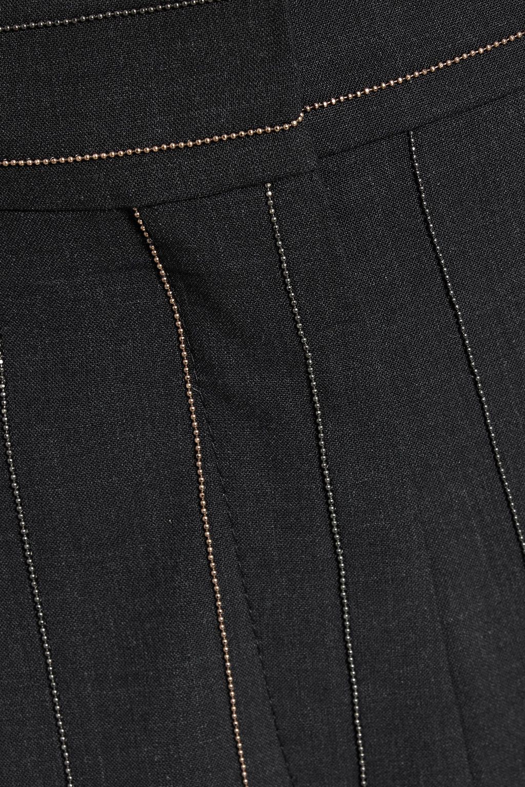 BRUNELLO CUCINELLI Bead-embellished striped wool-blend straight-leg pants
