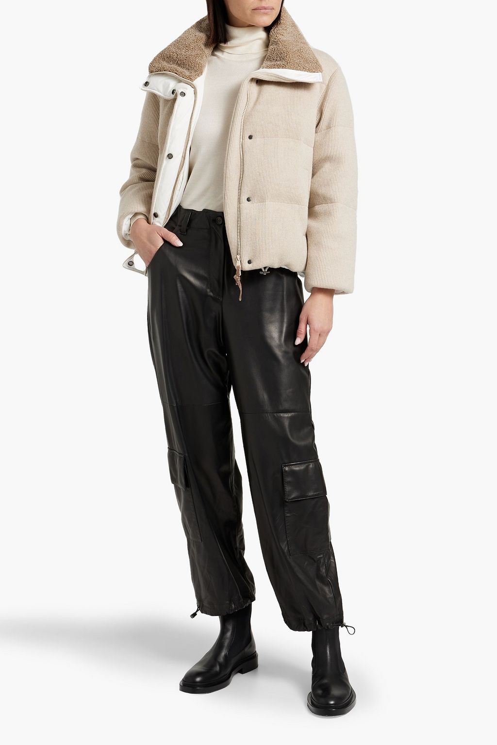 BRUNELLO CUCINELLI Quilted ribbed cashmere down jacket