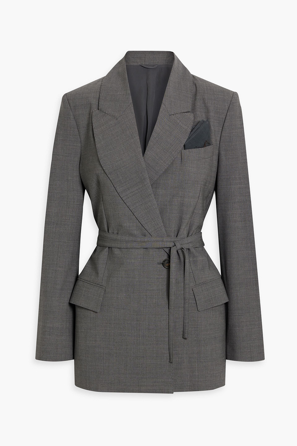 Brunello Cucinelli Double-breasted Wool-blend Blazer In Anthracite