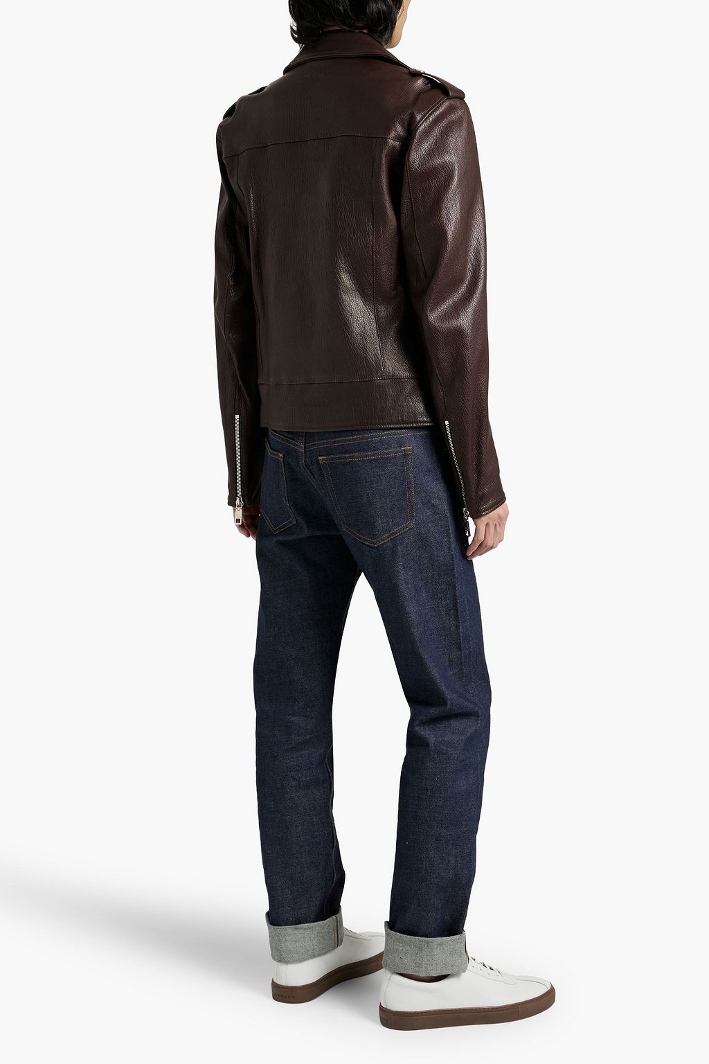 DOLCE&GABBANA Pebbled-leather biker jacket