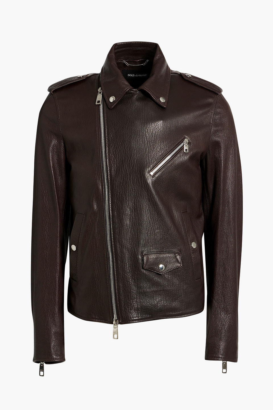 Pebbled-leather biker jacket