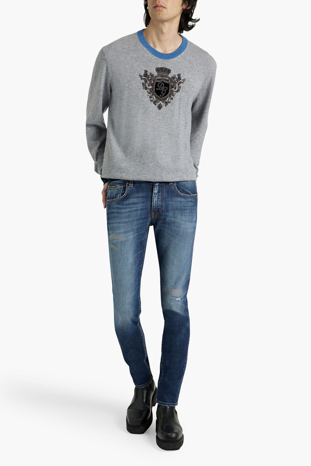 DOLCE&GABBANA Embellished cashmere sweater