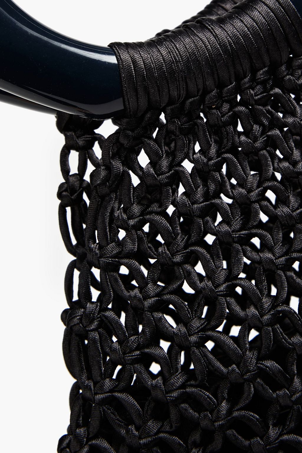 SIMKHAI Myla fringed macramé satin tote