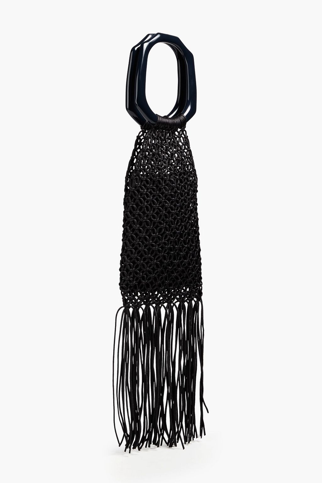SIMKHAI Myla fringed macramé satin tote