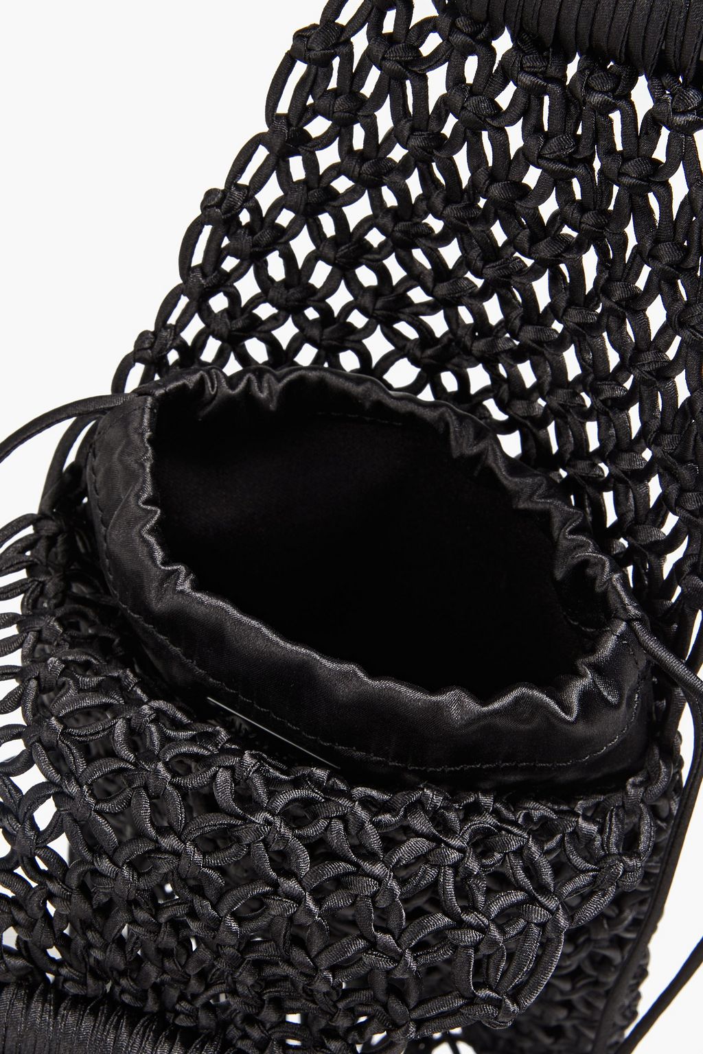 SIMKHAI Myla fringed macramé satin tote