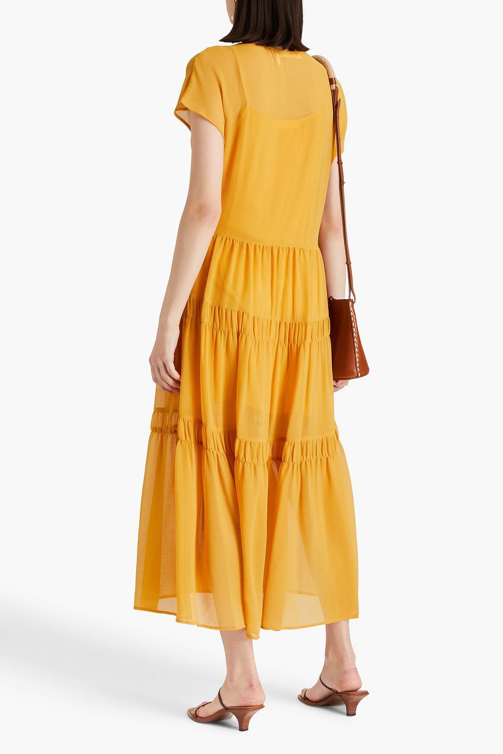 Carmine Bloom Georgette Tiered Dress