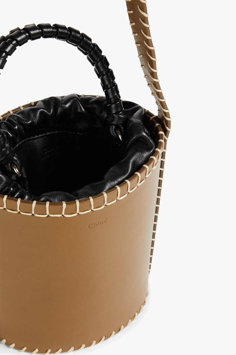 Chloé Leather Bucket Bag In Military-grün