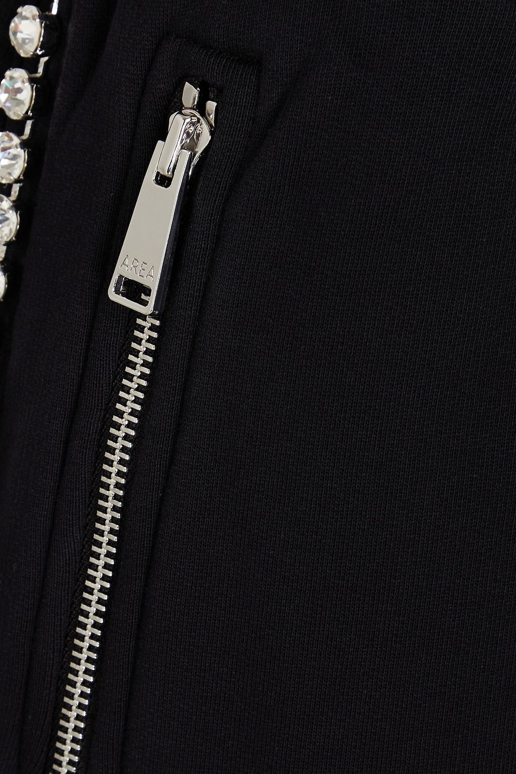 AREA Crystal-embellished French cotton-terry track pants
