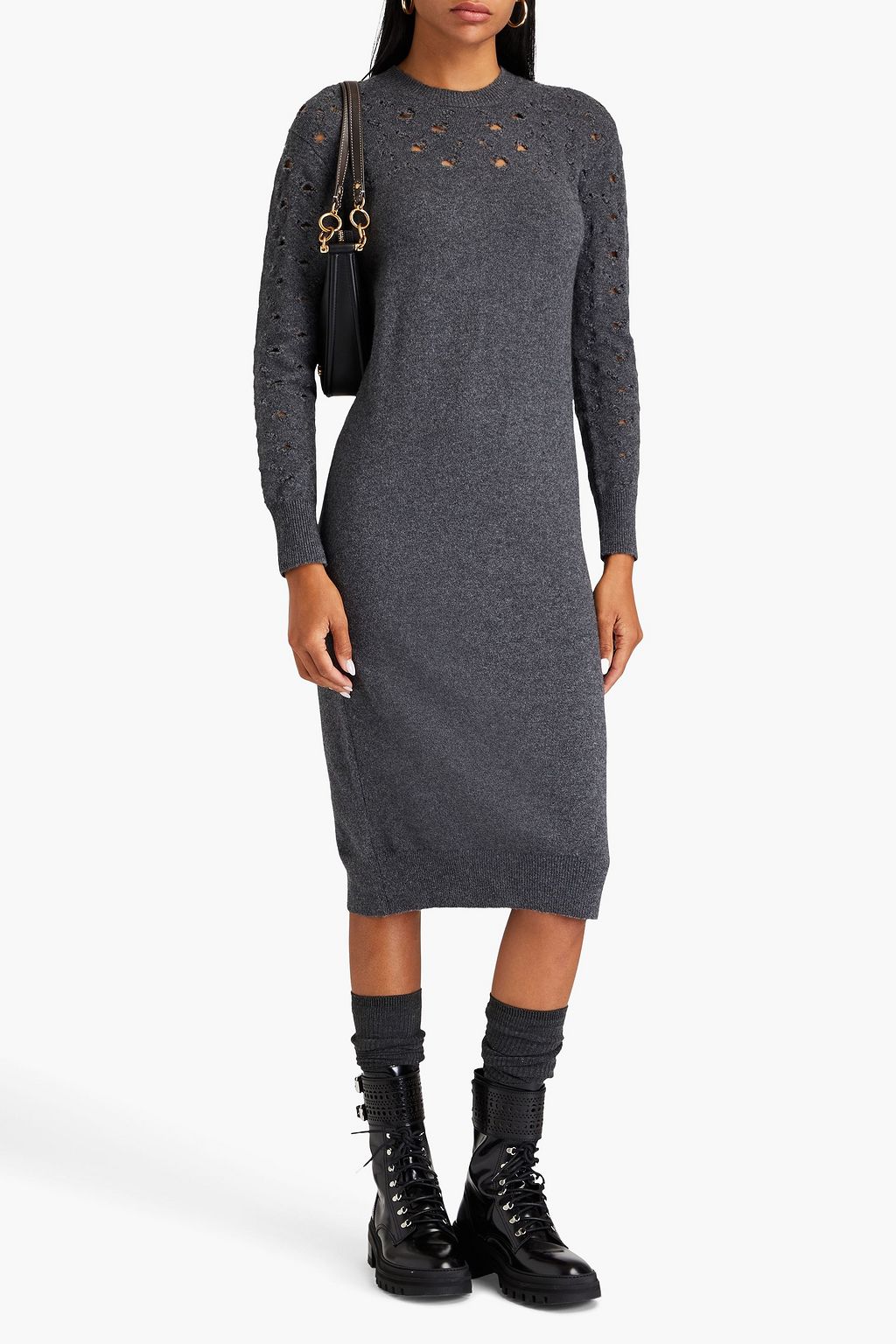 SEE BY CHLOÉ Midi-Strickkleid in Distressed-Optik