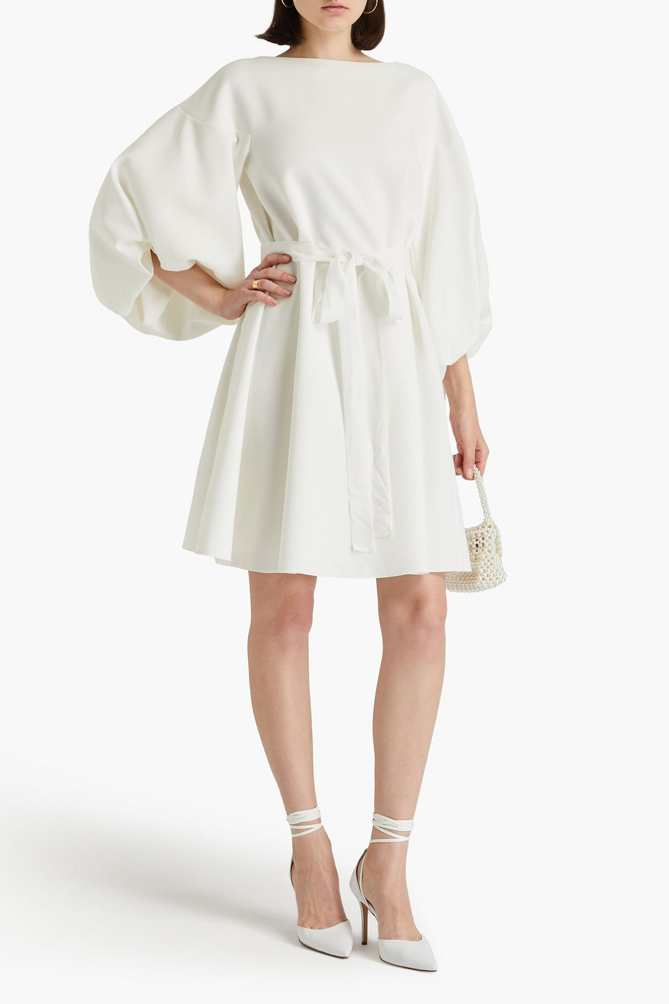 Shop Roksanda Belted Crepe Dress In Ivory