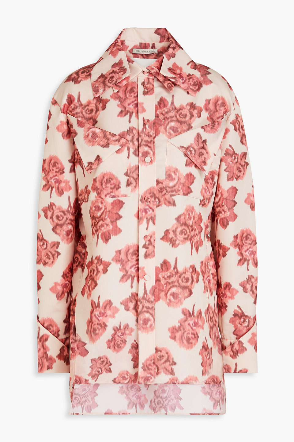 Emilia Wickstead - Cutout floral-print taffeta shirt - Pink - UK 12