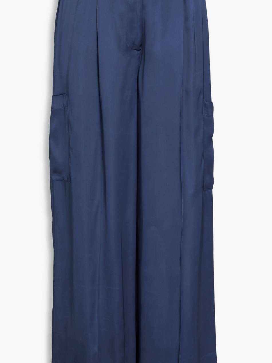 carmel pleated satin cargo pants