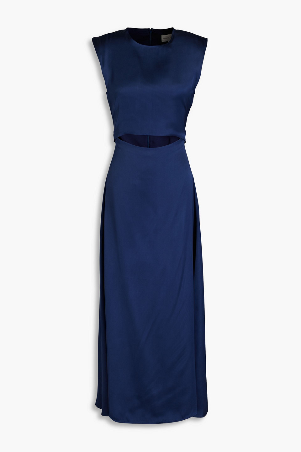 Shop Loulou Studio Copan Cutout Satin Midi Dress In Navy