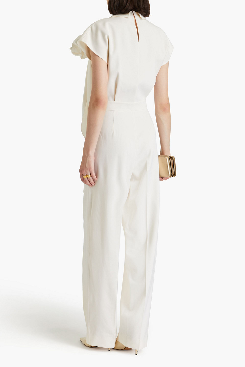 Shop Roksanda Silk-trimmed Wool-twill Jumpsuit In Ivory