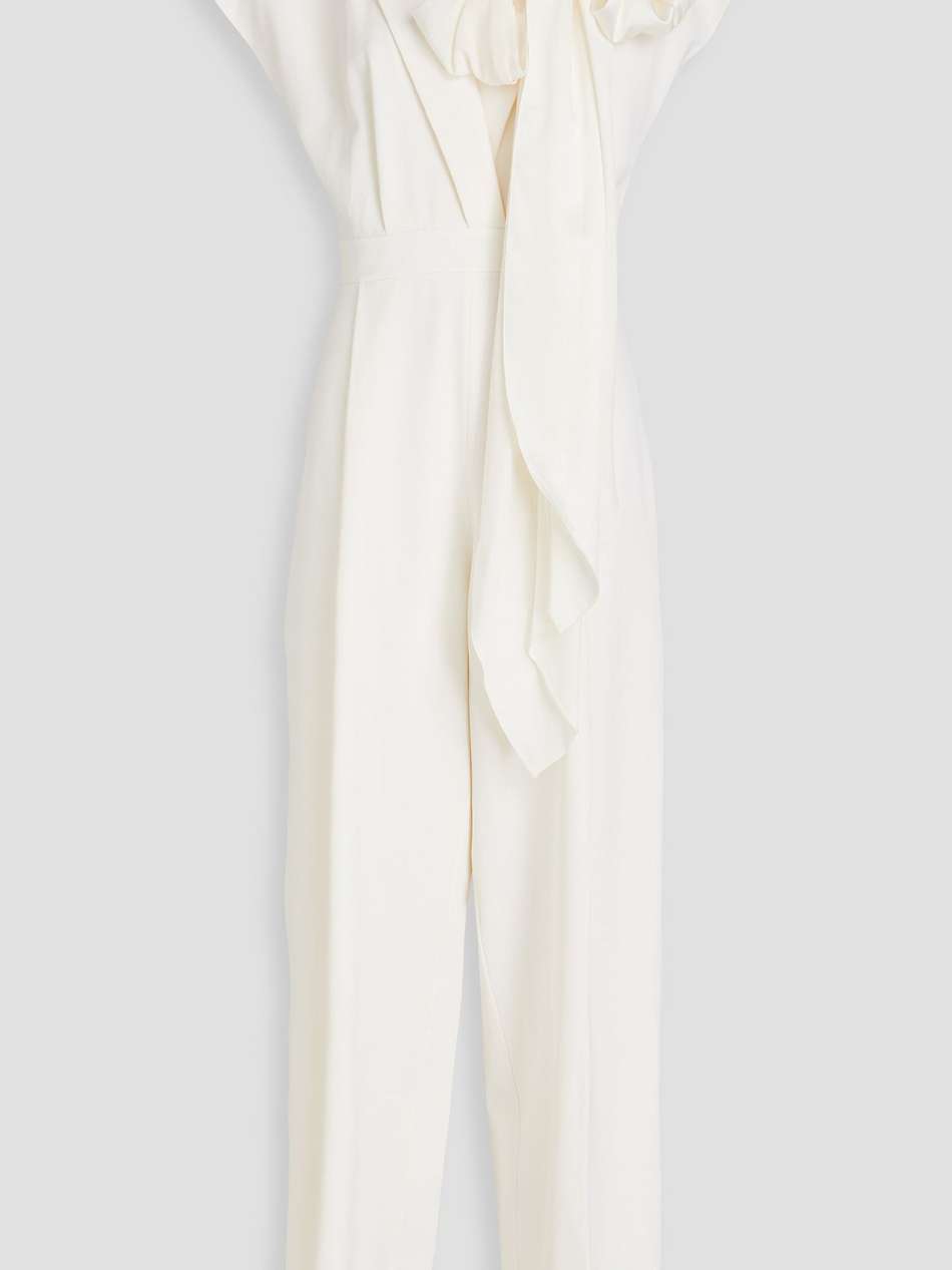 silk-trimmed wool-twill jumpsuit