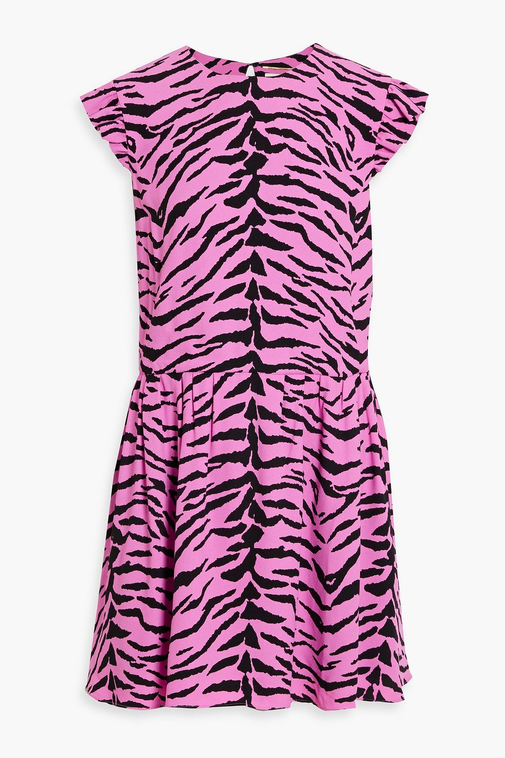 Tiger print crepe mini dress pink FR 42
