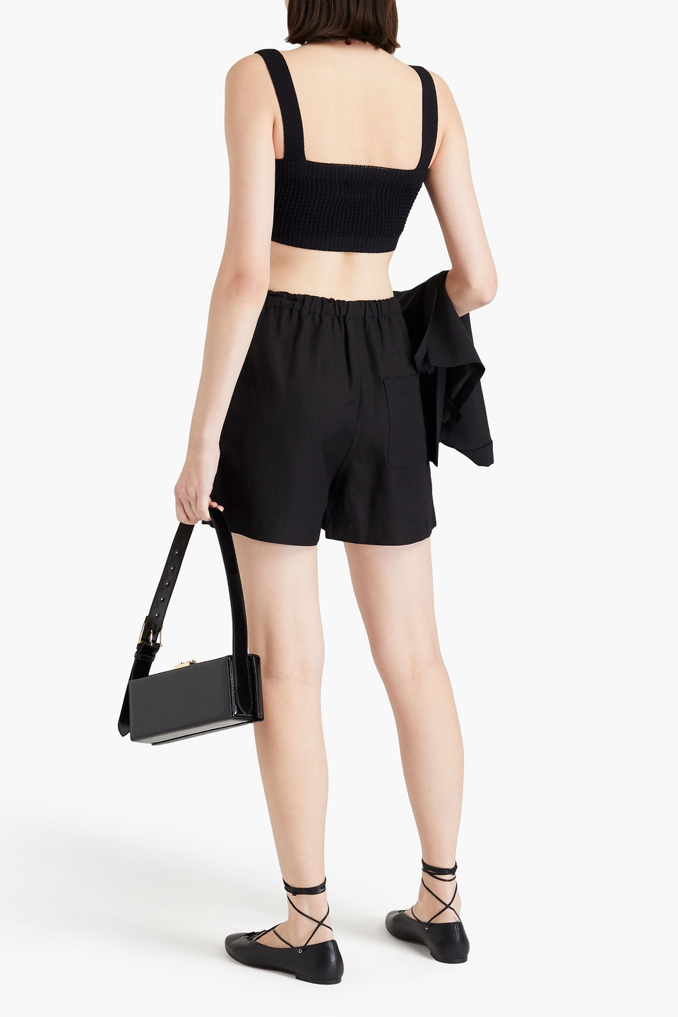 Shop Loulou Studio Seto Twill Shorts In Black
