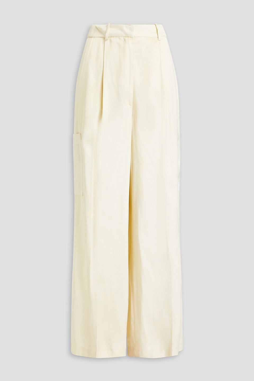 Loulou Studio Carmel Pleated Satin Cargo Pants In Ivory