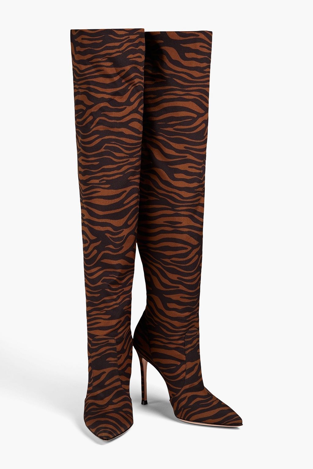 GIANVITO ROSSI Zebra-print crepe over-the-knee boots