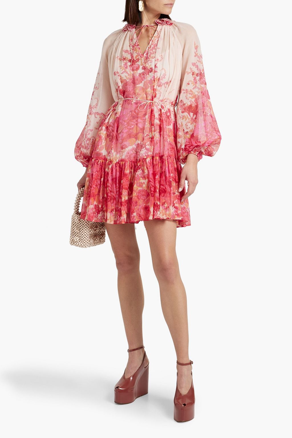 ZIMMERMANN コットン&シルク混 ミニワンピース フローラルプリント