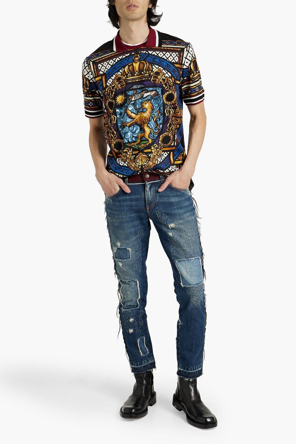 DOLCE&GABBANA Skinny-fit distressed denim jeans