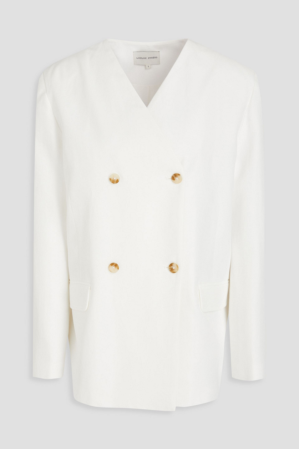 Loulou Studio Jalca Double-breasted Twill Blazer In Ivory