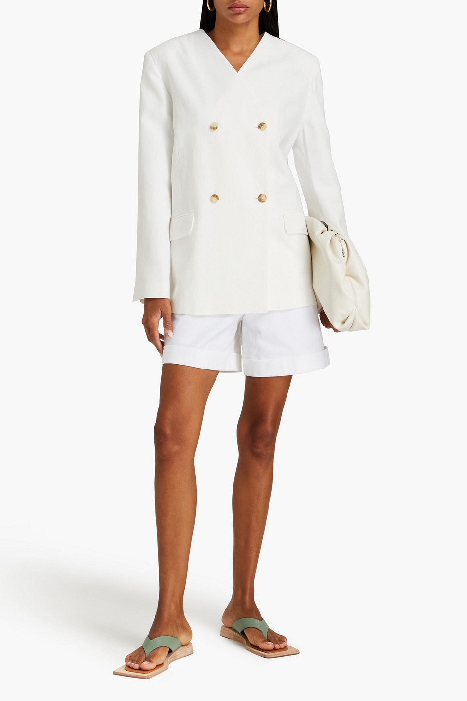LOULOU STUDIO JALCA DOUBLE-BREASTED TWILL BLAZER