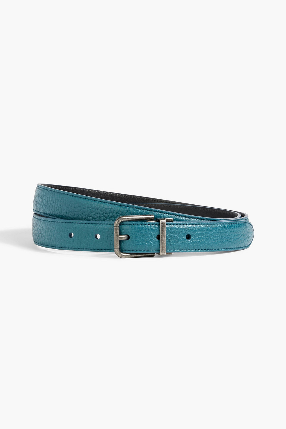Dolce & Gabbana Pebbled-leather Belt In Petrol
