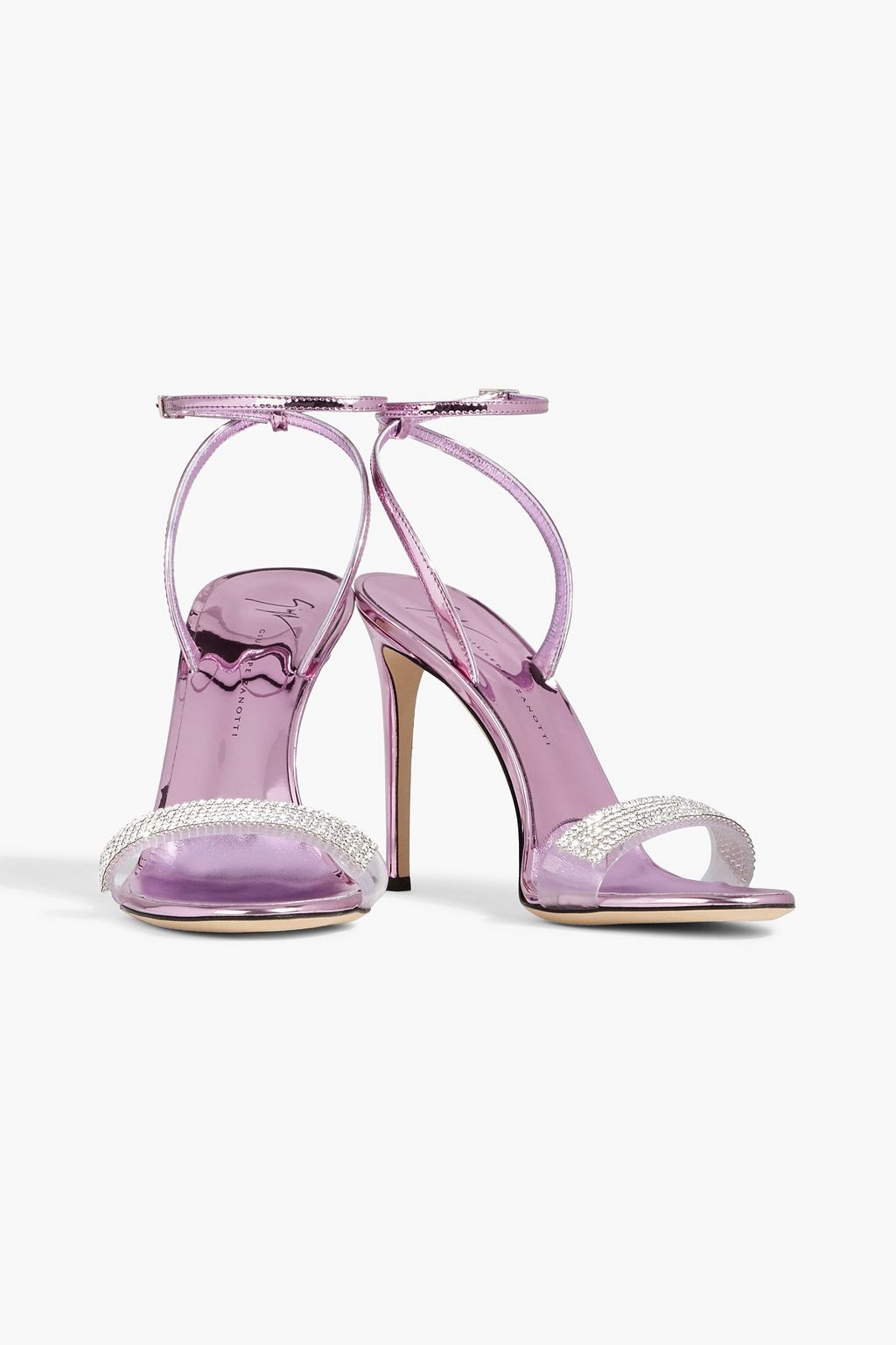 GIUSEPPE ZANOTTI Erwan crystal-embellished PVC and mirrored-leather sandals