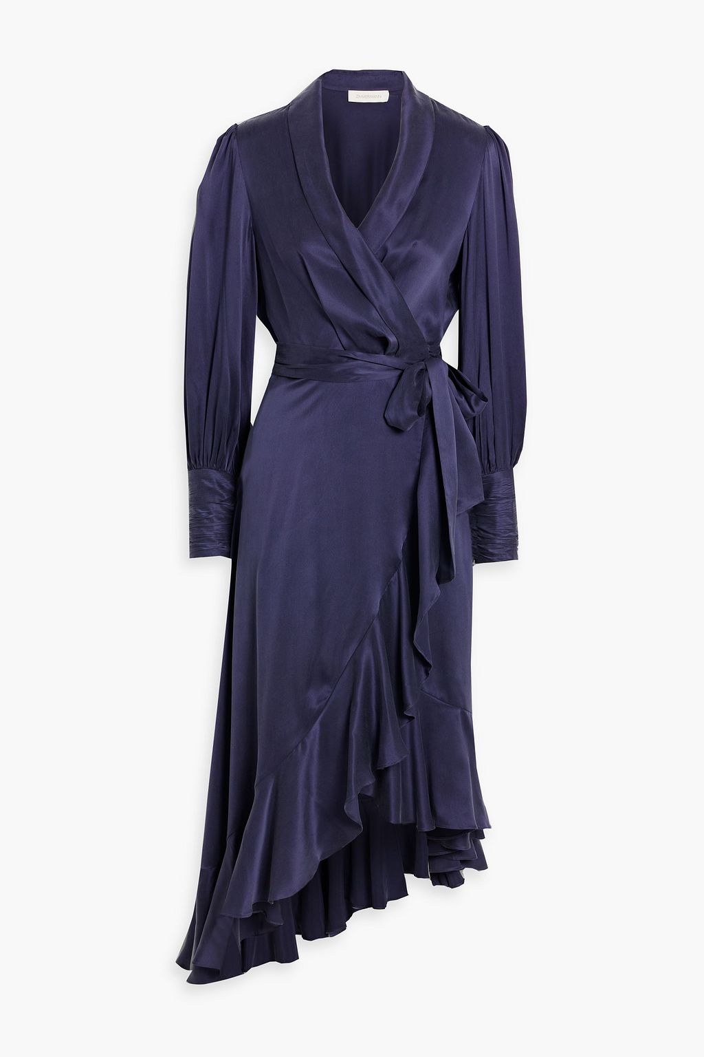 Silk ruffle deals wrap dress