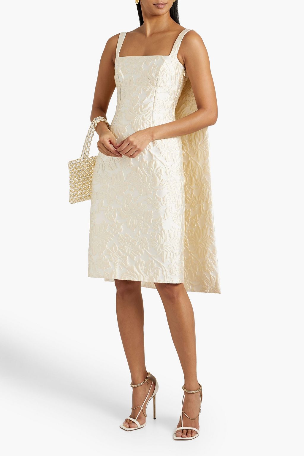 EMILIA WICKSTEAD Corrie cape-effect brocade dress