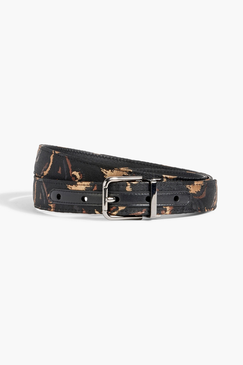 Dolce & Gabbana Metallic Jacquard Belt In Black