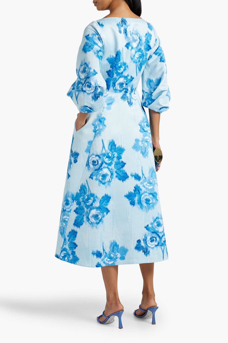EMILIA WICKSTEAD GABBY PLEATED FLORAL-PRINT FAILLE MIDI DRESS