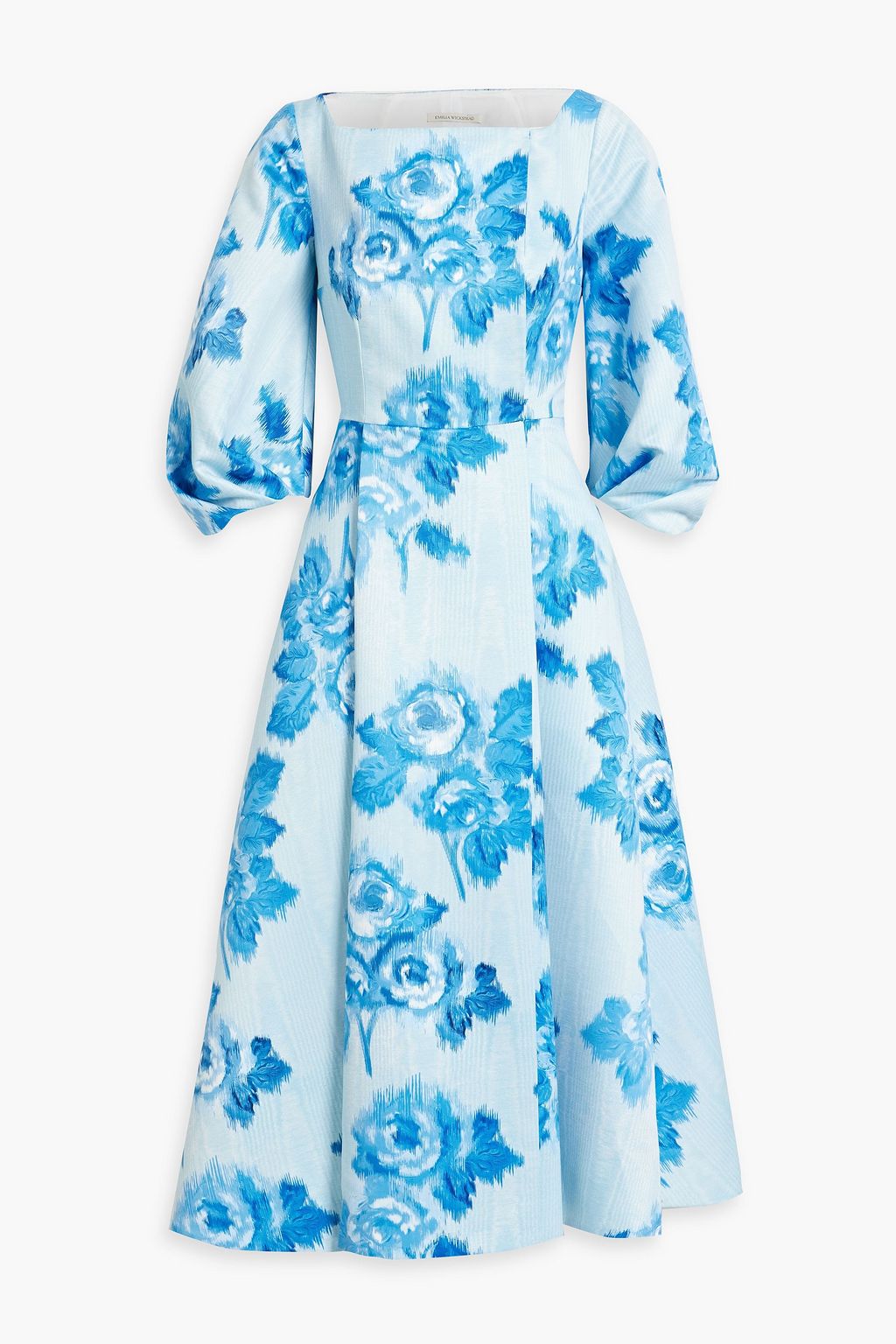 Gabby pleated floral print faille midi dress