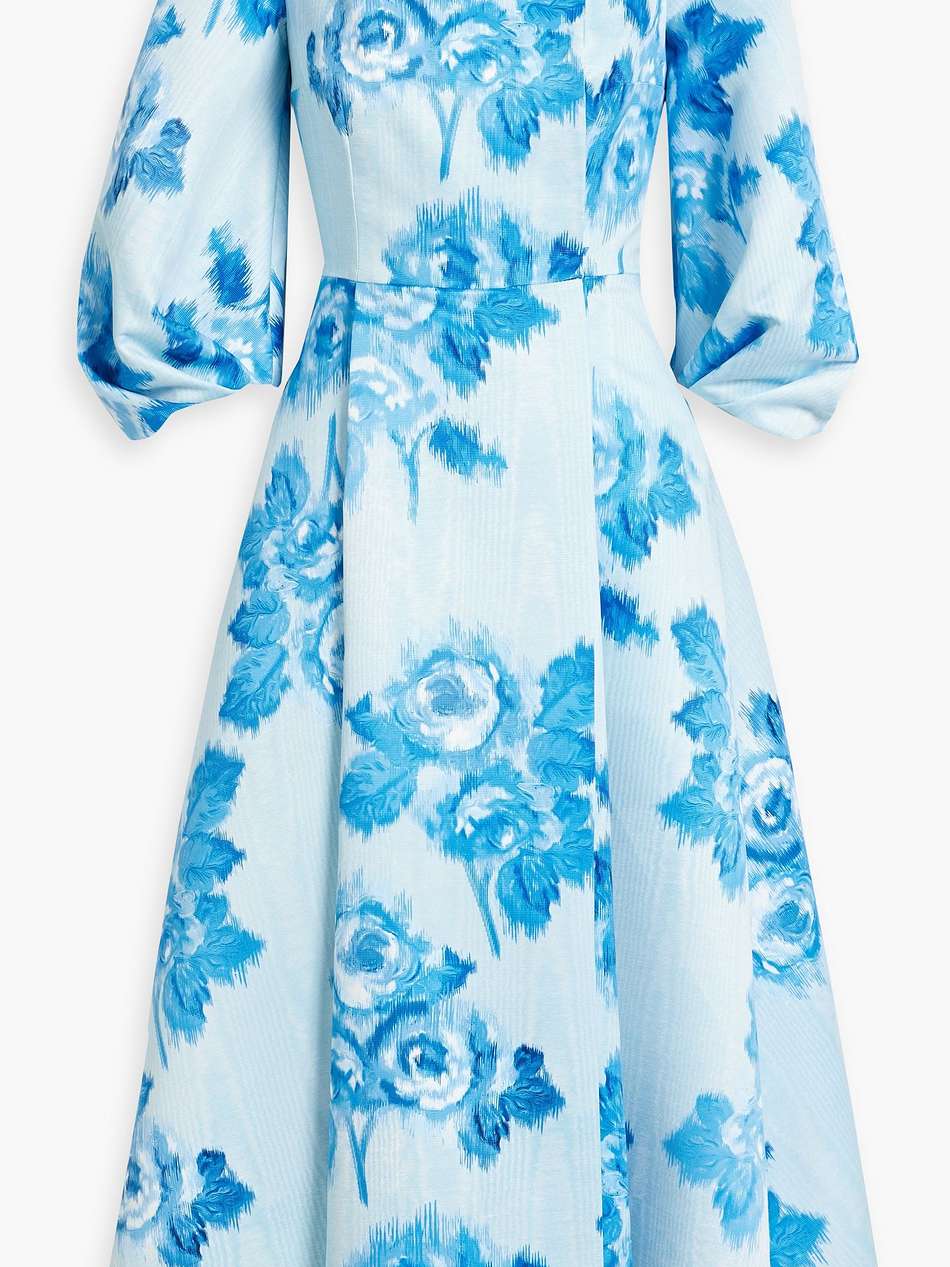 gabby pleated floral-print faille midi dress