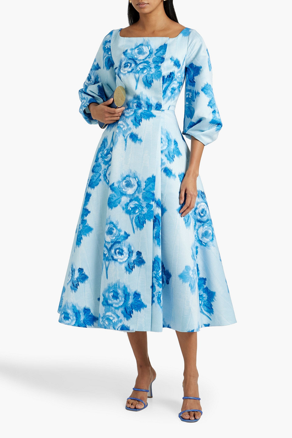 EMILIA WICKSTEAD GABBY PLEATED FLORAL-PRINT FAILLE MIDI DRESS